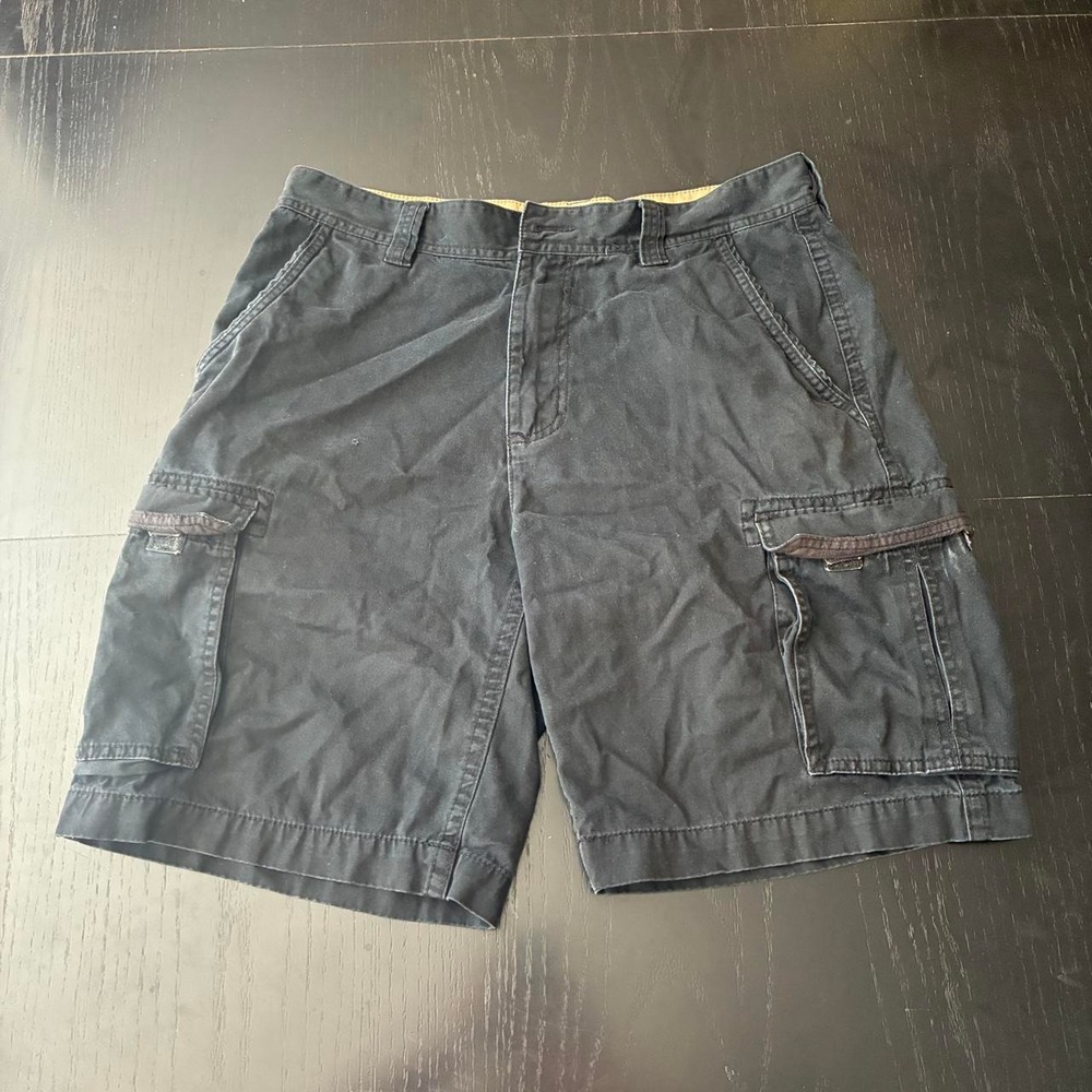 St. Johns Bay Mens Black Cargo Shorts Baggy Utility Workwear Carpenter Size 34